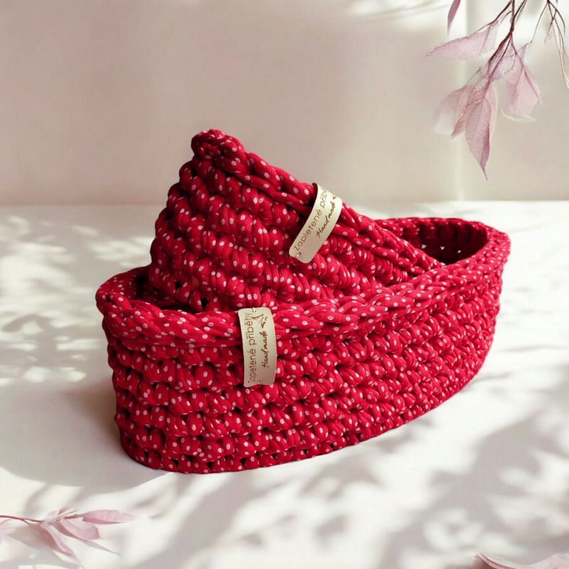 hackovany kosik set sada red poppy cerveny